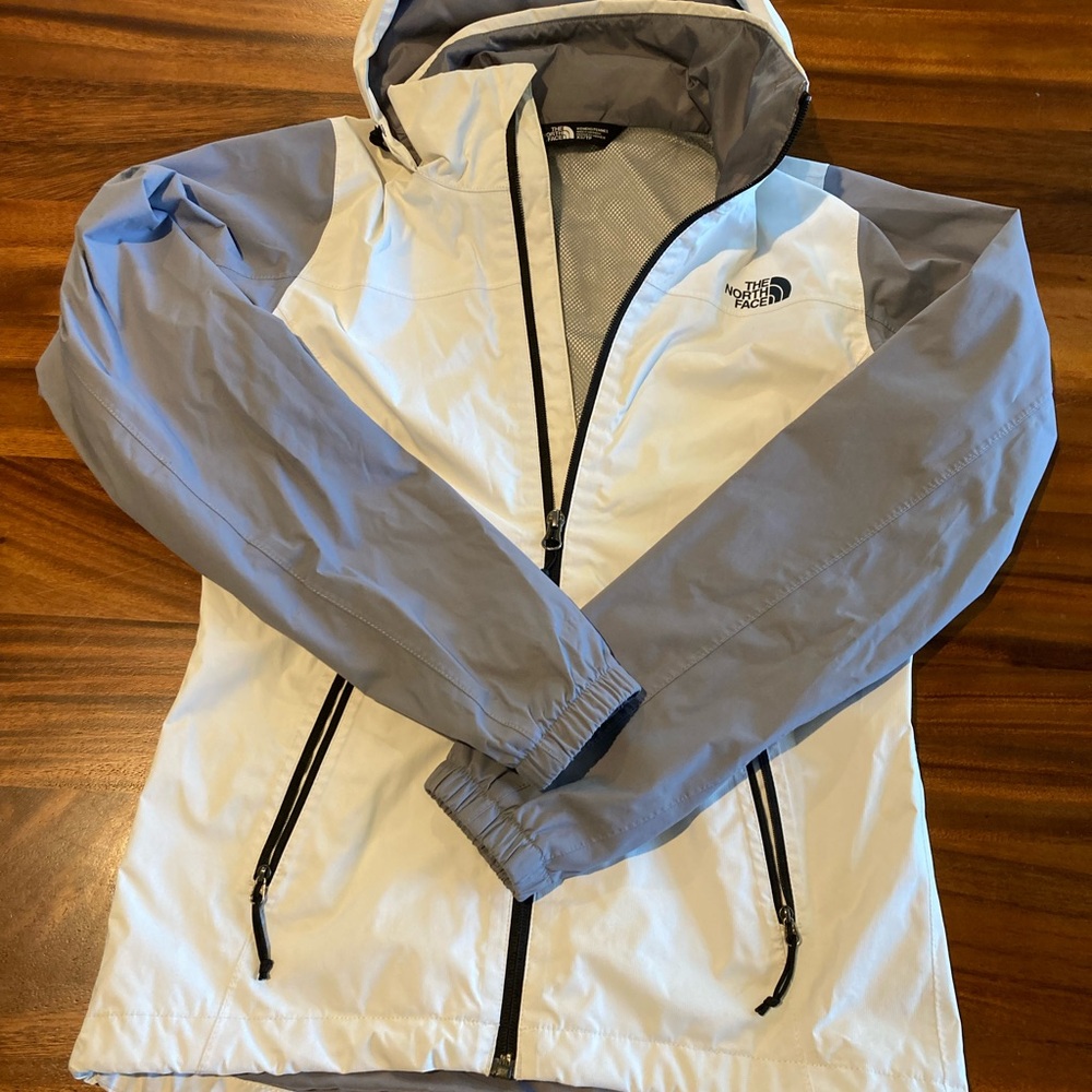 The North Face White and Gray Windbreaker with Hood